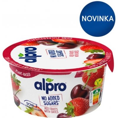 Alpro sójová alternatíva jogurtu bez pridaného cukru višňa jahoda datle 135 g