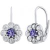 Stříbrné náušnice MARGUERITE s přírodním tanzanitem a Brilliance Zirconia
