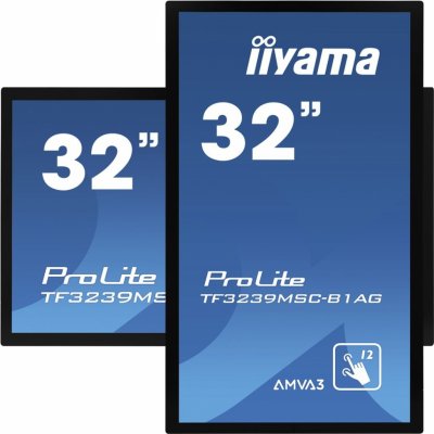 32" iiyama TF3239MSC-B1AG: AMVA, FullHD, capacitive, 12P, 500cd/m2, VGA, HDMI, DP, 24/7, IP54, černý PR1-TF3239MSC-B1AG