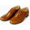 Chlapčenské detské spoločenské kožené topánky 299 hnedé , Detské topánky 26