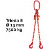 Reťazový záves, oko-2 hák, skracovač, Nosnosť 7 500/5 300 kg, G8-13, Certifikát 7500 / 5300 kg 5 m Červená