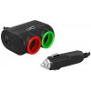 LTC Adaptér CAR FIRE 2gn / USB 1.2A / 120W, 12-24V, čierny.