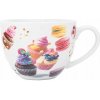 Altom Design Porcelánová šálka Sweet Moments 450 ml – jumbo šálka s motívom makróniek a muffinov na sladké chvíle pri káve a čaji