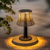 Haushalt international Haushalt international Solárna stolová lampa s ratanovým tienidlom