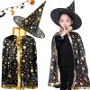 Detský čarodejnícky kostým s hviezdami – plášť a klobúk na Halloween