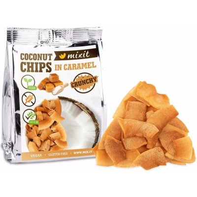 Mixit Kokosové chipsy do vrecka karamel 60 g