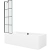 Mexen Cube obdĺžniková vaňa 180 x 80 cm s panelom a 1-krídlovým zástenom 50 cm, čierny vzor - 550518080X9505007077