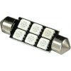 Led žiarovka 6xSMD, červená, 5050, Sulfid/ Festoon