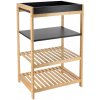 TENDANCE Polička do kúpeľne Black Bamboo 4, čierna/s drevenými prvkami