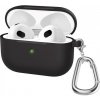 AppleKing silikónový obal s karabínou pre AirPods 3 - čierny - možnosť vrátiť tovar ZADARMO do 30tich dní