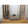 Stromček MagicHome Vianoce, prírodný, so zelenými guľami, 36 cm