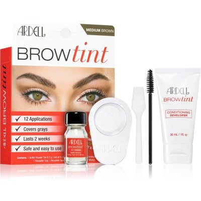 Ardell Brow Tint aktivátor 30 ml + farba na obočie v prášku 8,5 g + miska na miešanie farby + kefka