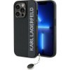 Karl Lagerfeld PU Saffiano Rhinestone Charm Zadní Kryt pro iPhone 14 Pro Black KLHCP14LPSAKDGCK