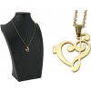 CITY STORM Dámska oceľová retiazka s príveskom srdce s husľovým kľúčom v zlatej farbe + pri tomto produkte si môžete zvoliť dĺžku retiazky