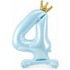 PartyDeco Stojaci fóliový balón číslo 4 84cm nebesky modrá