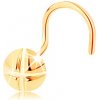 Šperky eshop - Piercing do nosa v žltom 14K zlate, zahnutý - okrúhla skrutka so zárezmi GG140.14