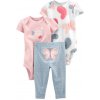 CARTER'S Set 3dielny body kr. rukáv 2ks, nohavice Pink Butterfly dievča LBB NB/ veľ. 56