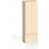 Drevená odkladacia skrinka S5 s úložnými boxami, 6 boxov, 1700 x 600 x 420 mm, cylindrický zámok, breza