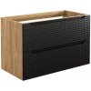 CMD Skrinka do kúpeľne LUXOR BLACK 82-90-2S dub olejovany/čierna laminát 90 cm x 57 cm x 46 cm