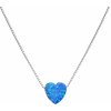 Evolution Group Strieborný náhrdelník so syntetickým opálom modré srdce 12048.3, darčekové balenie