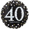 Balón fóliový Happy Birthday 40. NARODENINY Štyridsiatka Párty Strieborný 43cm