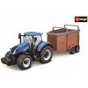 Bburago 1:50 Farm Traktor New Holland s vlečkou pro koně