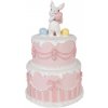 Clayre & Eef Dekorácia ružová torta s králikom a vajíčkami - Ø 18*28 cm