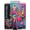 Mattel Monster High Lagoona Blue s farebnými pruhovanými vlasmi a domácou piranou