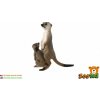 Surikata s mláďaťom zooted plast 8 cm tmavo hnedá v sáčku
