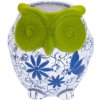 Dekorácia MagicHome, Sova s kvetináčom, modrý ornament, keramika, 26,5x24x27,5 cm