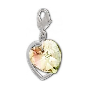 Swarovski charm DOUBLE HEART ródiovaný s unikátnym kryštálom 1161132