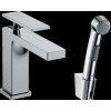 Hansgrohe Tecturis E - Umývadlová batéria s výpusťou Push-Open a bidetovou spŕškou, EcoSmart, chróm 73210000