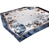 Luxusný vianočný gobelínový obrus na stôl s lurexom – Magický Santa a snehové vločky 90x90 cm Viacfarebná