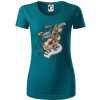 Hudobné nástroje v notách - Dámske tričko z organickej bavlny Origin (GOTS) - 2XL ( Petrolejová )