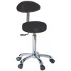 Výškovo nastaviteľná taburetka s operadlom, čierna (Zdravotnícky nábytok)
