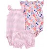 CARTER'S Set 3dielny body na ramienka, body kr. rukáv, kraťasy Purple Flowers dievča 9m 1N041310_9M