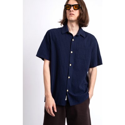 Forét Vole Seersucker SS shirt navy