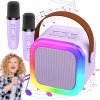 KARAOKE SÚPRAVA 2 BEZDRÔTOVÉ MIKROFÓNY BT REPRODUKTOR LED S 5 EFEKTMI HLASU