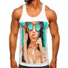 Biele pánske tank top tričko boxerského strihu s potlačou Bolf 143027