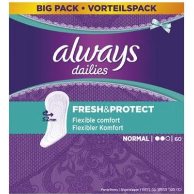 Always Dailies Fresh & Protect Normal s jemnou vôňou slipové intímne vložky 60 kusov