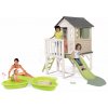 Set domček na pilieroch a pieskovisko Motýľ House On Stilts Life Smoby rozšíriteľný s 1,5 m šmykľavkou s vodotryskom