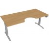 Hobis Pracovný stôl Motion Ergo, PO, 2S, 180x70,5-120,5x90 cm, dub/sivá