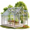 DB Garden Záhradný skleník Dyer so základňou a 2 strešnými oknami 250x190x195 cm strieborný
