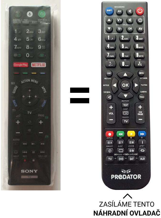 Diaľkový ovládač Predátor Sony RMF-TX220E