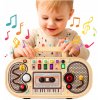 Drevená Montessori tabuľa Vzdelávacie rádio hrajúce manipulačné LED