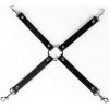 Whips Primal Bond X-Shaped Restraint Black, kožený kríž pre bondage s karabínami