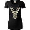 Jeleň kresba - Dámske tričko z organickej bavlny Origin (GOTS) - XL ( Čierna )