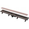 AlcaPlast APZ20-650-RG-B - Podlahový žľab s nerezovým okrajom pre obojstranný rošt, RED GOLD-kartáčovaný mat