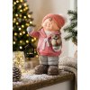 Postavička MagicHome Vianoce, Dievčatko s lampášom a sovičkou, keramika, 28x18,5x39,5 cm