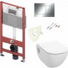 Tece Set modulu do sádrokartonu, WC EBS Diana New Rimless, sedátka a tlačítka, chrom lesk 1 set